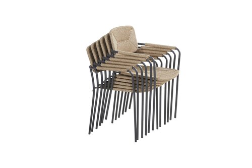 Bora stapelbare dining stoel antraciet incl. teak armleuning - afbeelding 3