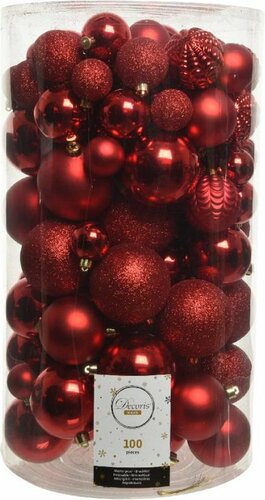 Decoris kunststof kerstballen Chrismas Red 100st