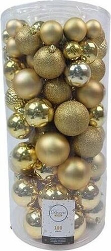 Decoris kunststof kerstballen Light Gold 100st