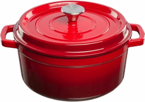 Geëmailleerde gietijzeren braadpan - 3,5 ltr. - rood - afbeelding 1