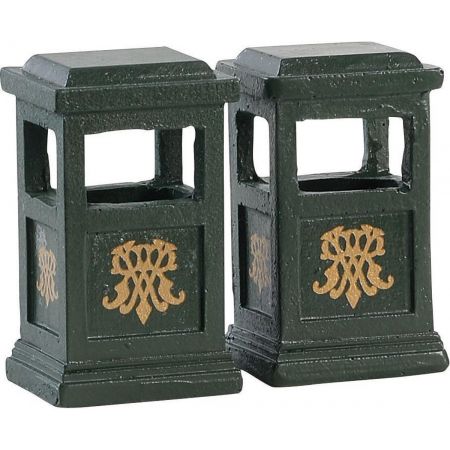 Lemax Green Trash Can, Set Of 2